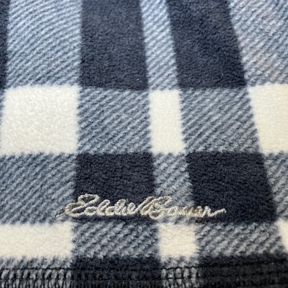 Eddie Bauer Women's Fleece Quarter Zip Pullover Plaid Blue White Size M - Picture 4 of 6